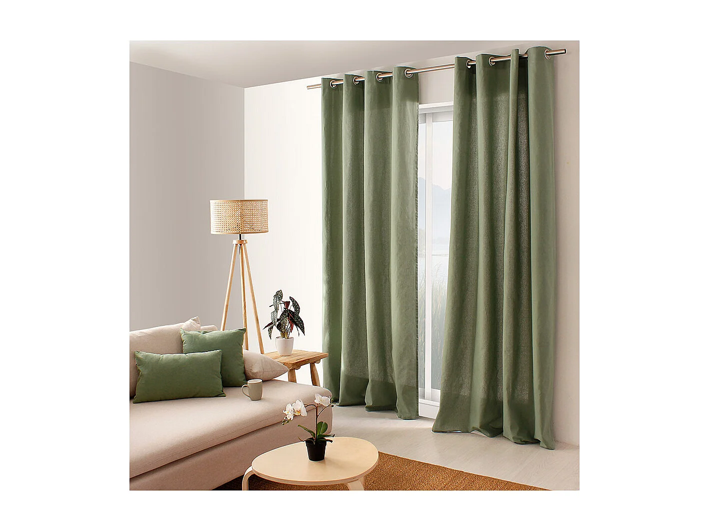 Farbenfroher Vorhang aus reiner Baumwolle 8 Ösen