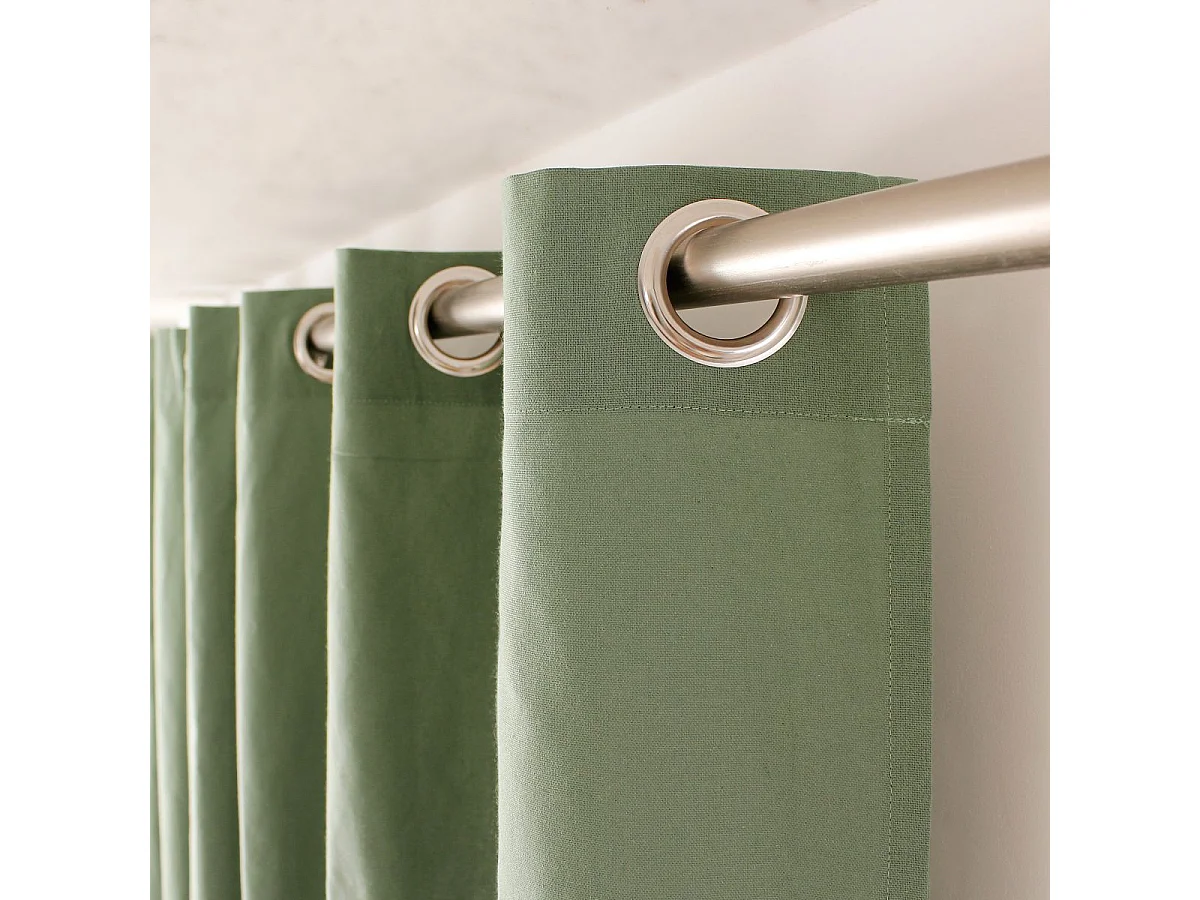 Rideau Uni à Œillets "Panama" 135x240cm Vert Argile