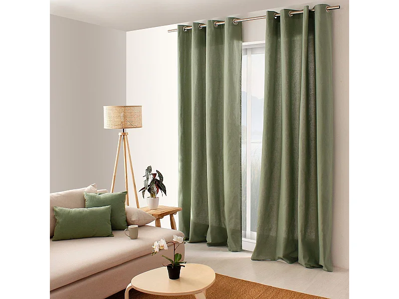Rideau Uni à Œillets "Panama" 135x240cm Vert Argile