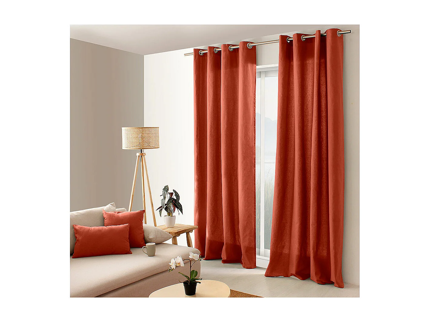 Cortina colorida de algodón puro 8 ollaos