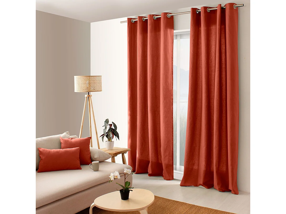 Farbenfroher Vorhang aus reiner Baumwolle 8 Ösen