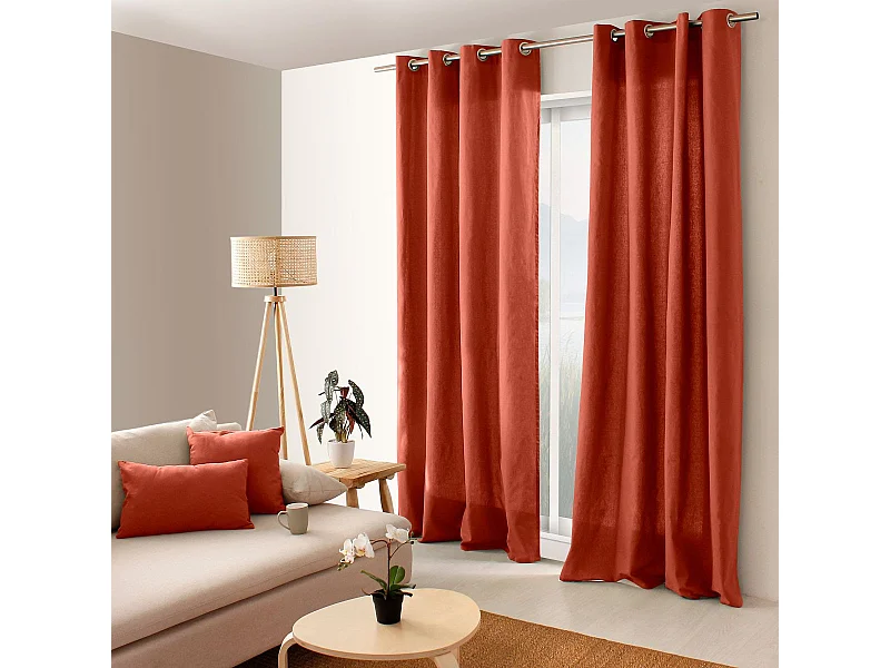 Rideau Uni à Œillets "Panama" 135x240cm Terracotta