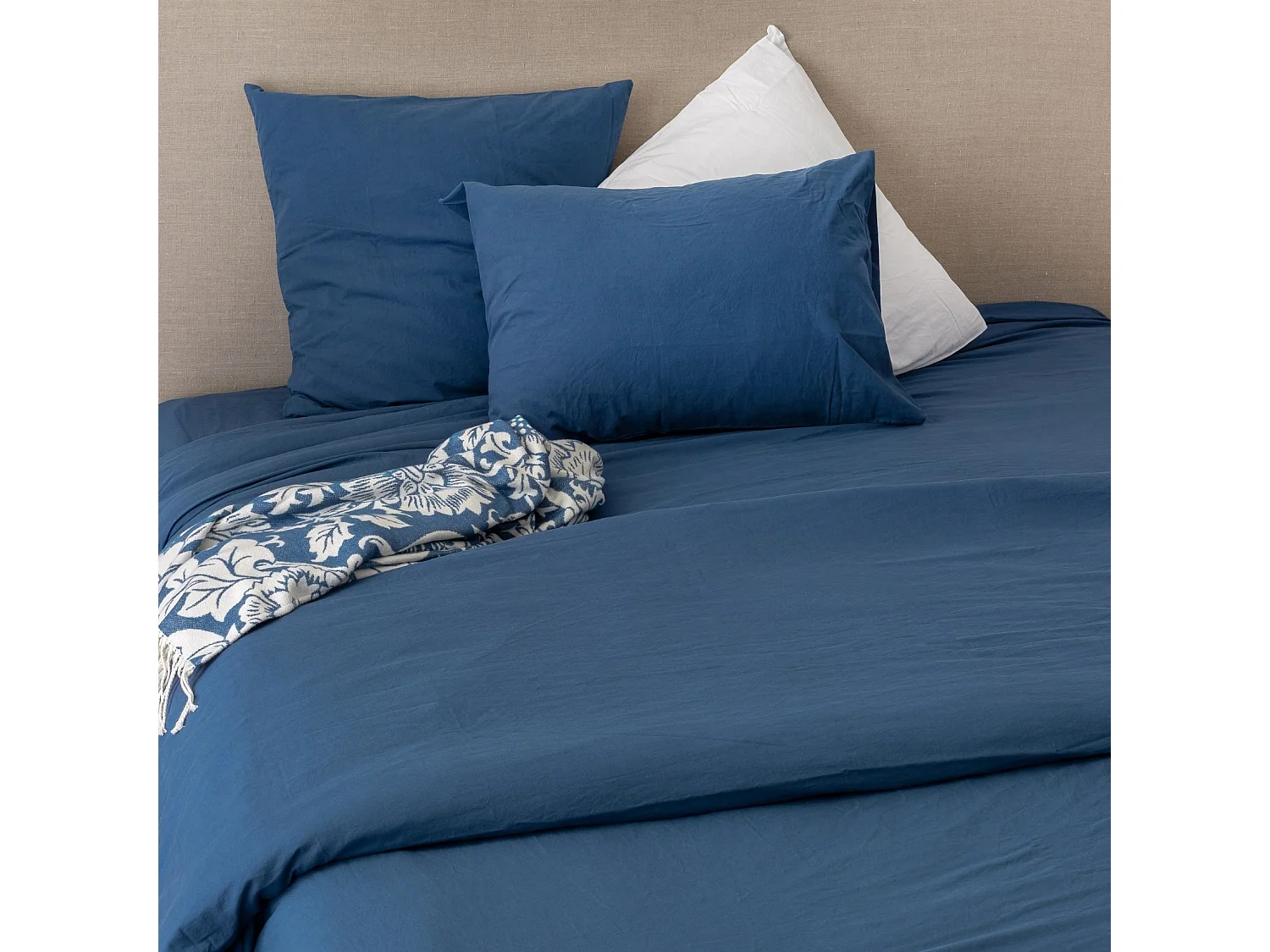 Drap housse en coton Lavé Oekotex