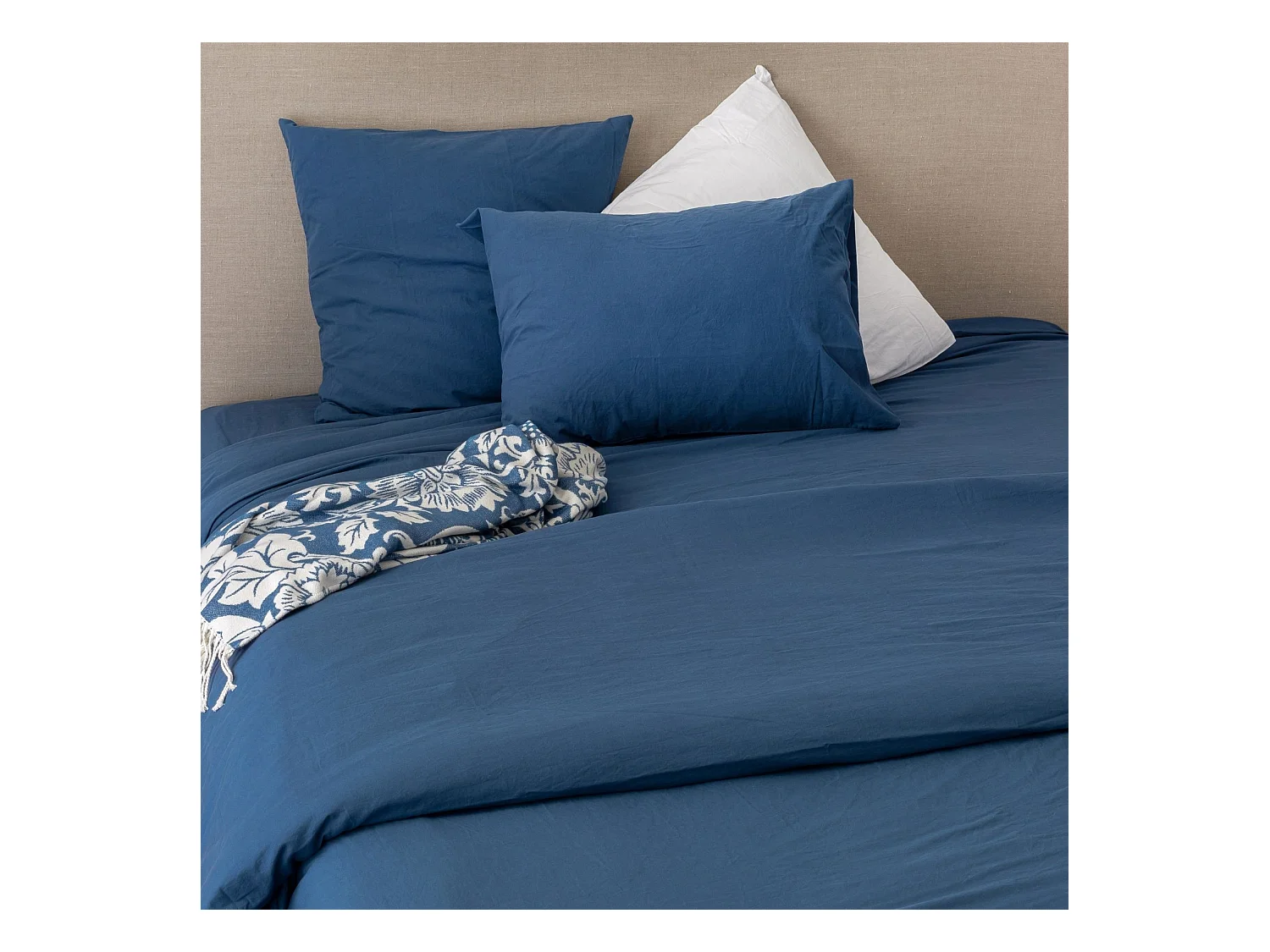 Sábana bajera en algodón lavado 160 x 200 cm