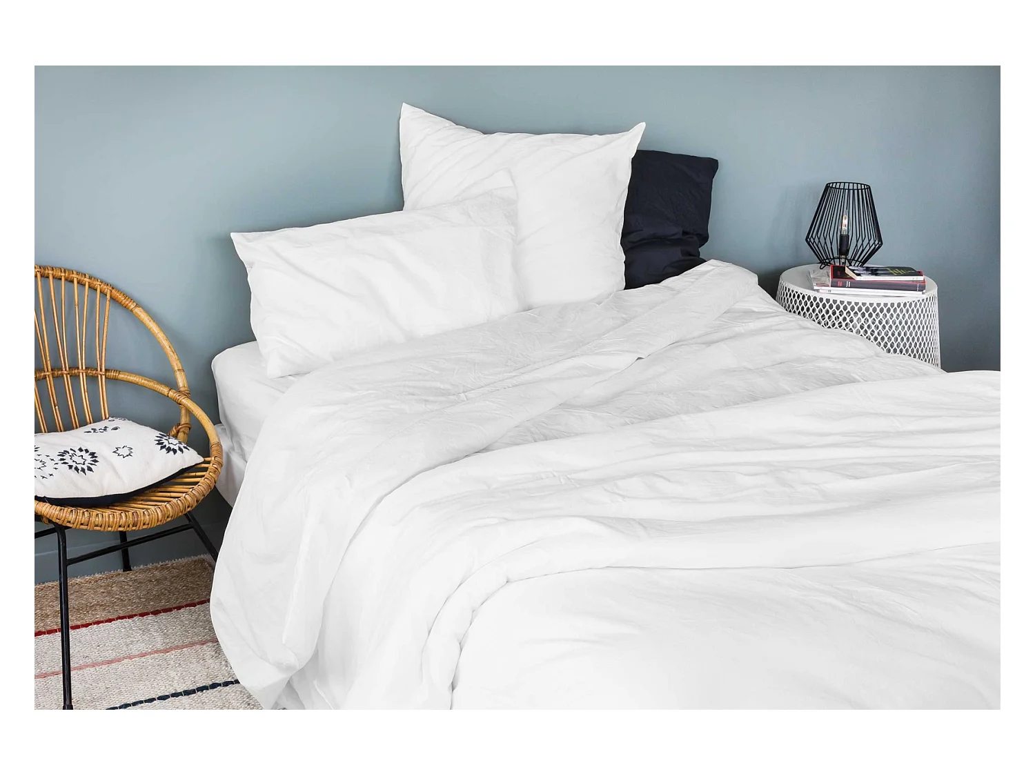 Sábana bajera en algodón lavado 160 x 200 cm