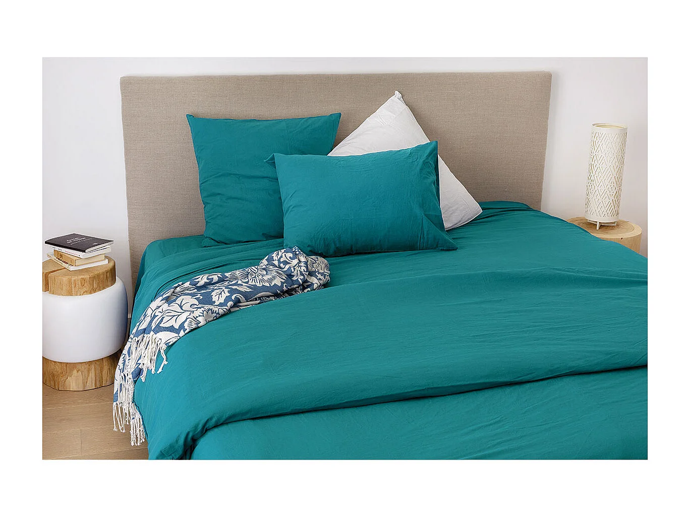 Drap housse en coton Lavé Oekotex