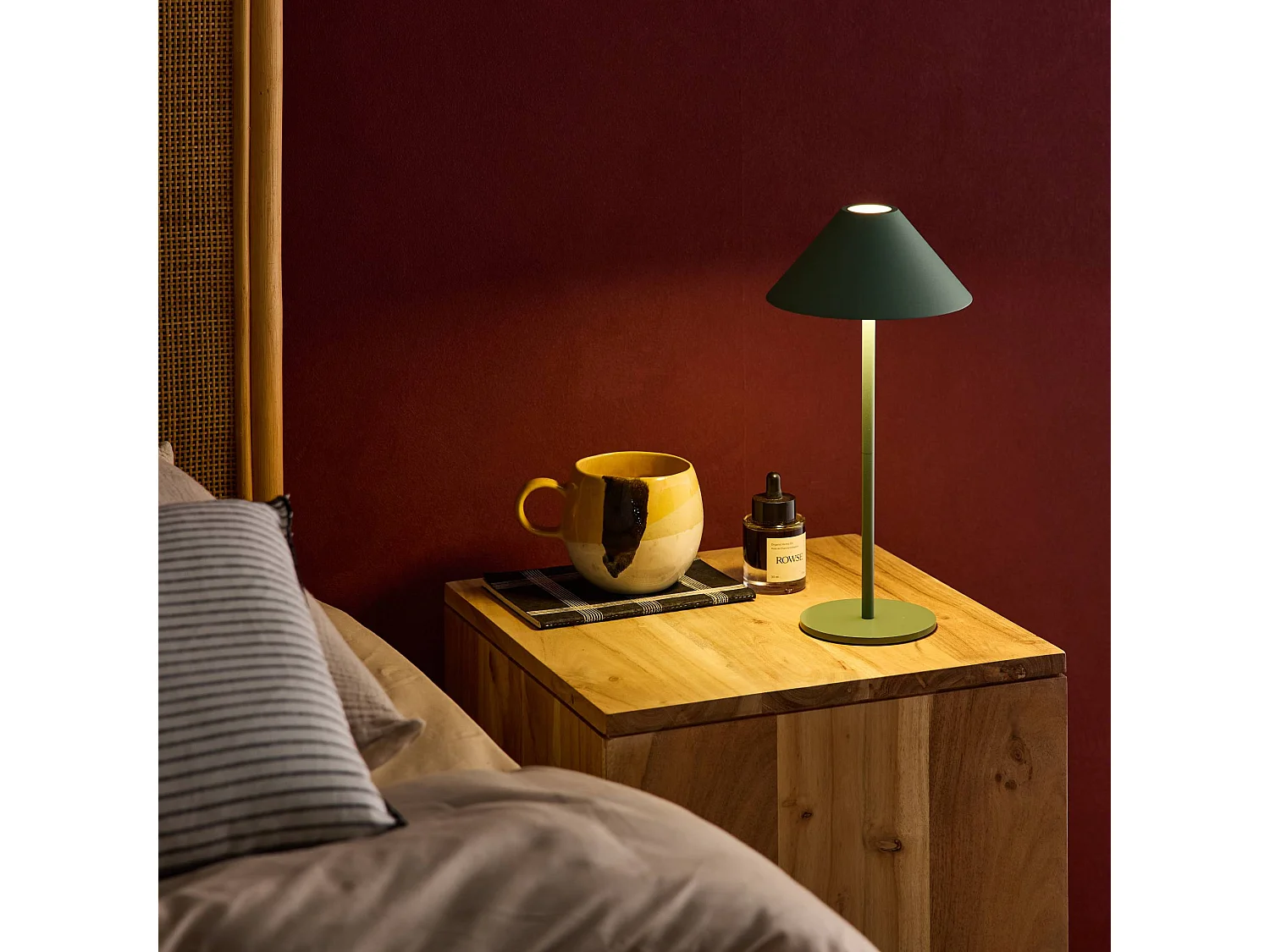 Lampe à poser intérieur/extérieur LED sans fil rechargeable Adam vert céladon H 135cm Ø 19cm