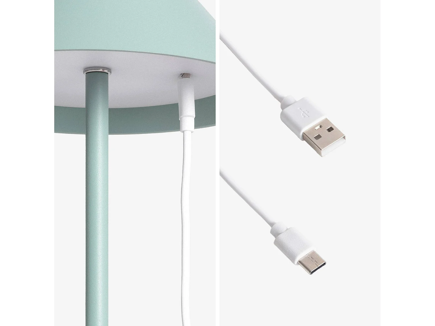 Lampe à poser intérieur/extérieur LED sans fil rechargeable Adam vert céladon H 135cm Ø 19cm