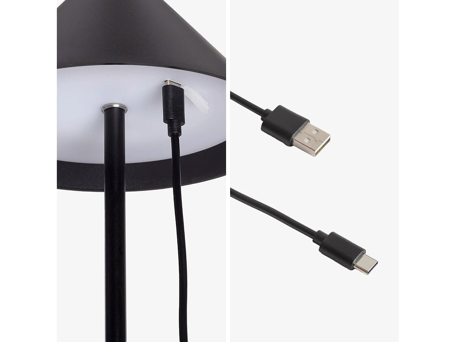 Lampe à poser intérieur/extérieur LED sans fil rechargeable Adam noir H 135cm Ø 19cm