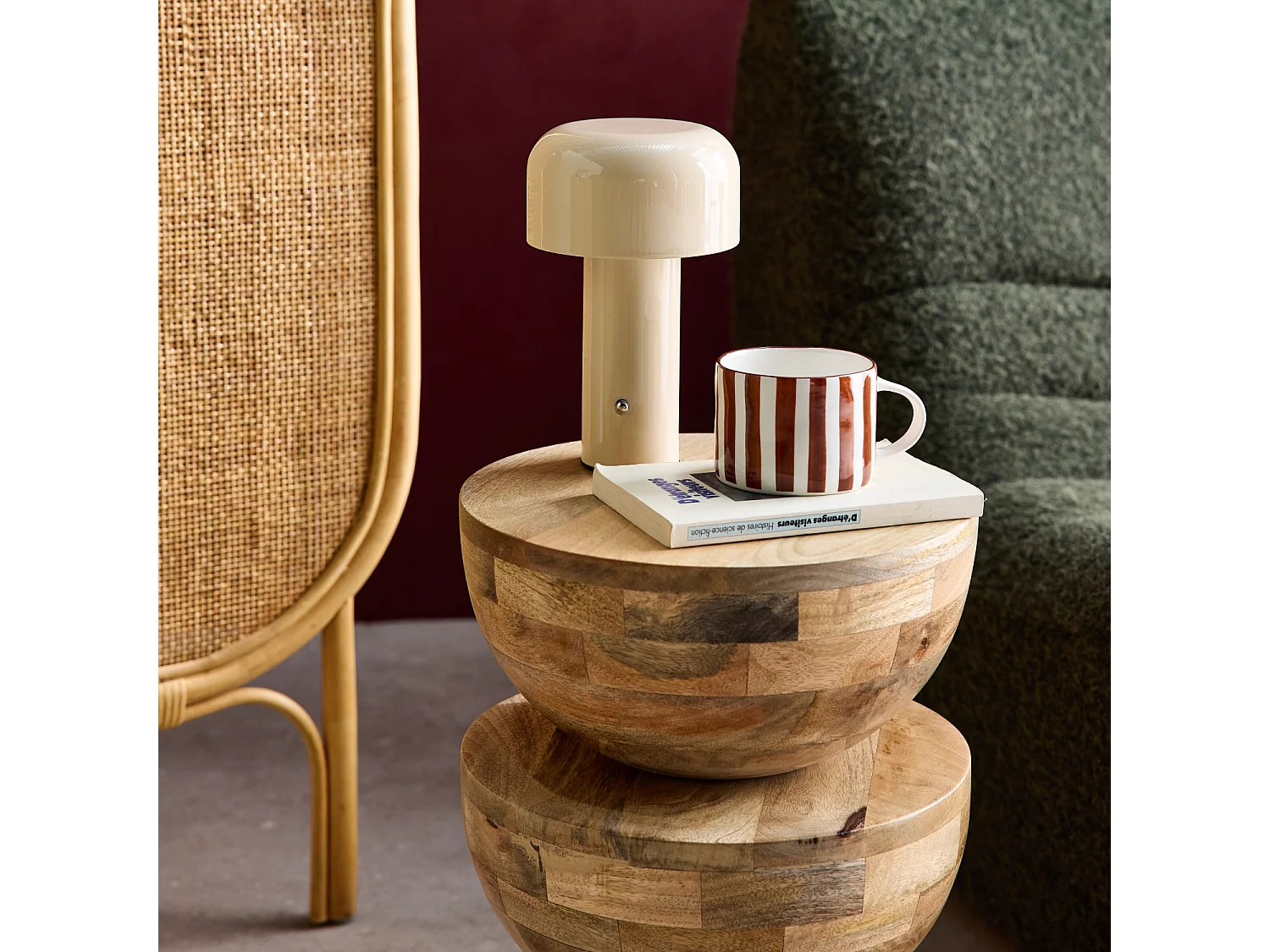 Lámpara led de metal para mesa interior, 13cm beige