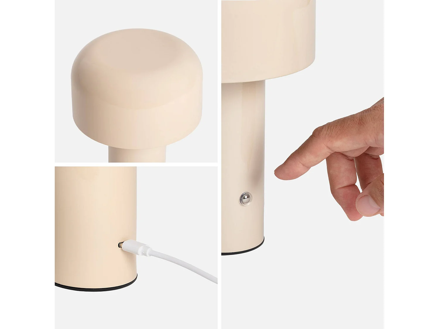 Lampe à poser LED  sans fil rechargeable Victor beige Ø 13cm