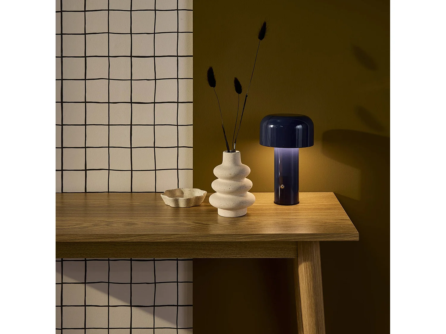 Lampe à poser LED sans fil rechargeable Victor bleu Ø 13cm