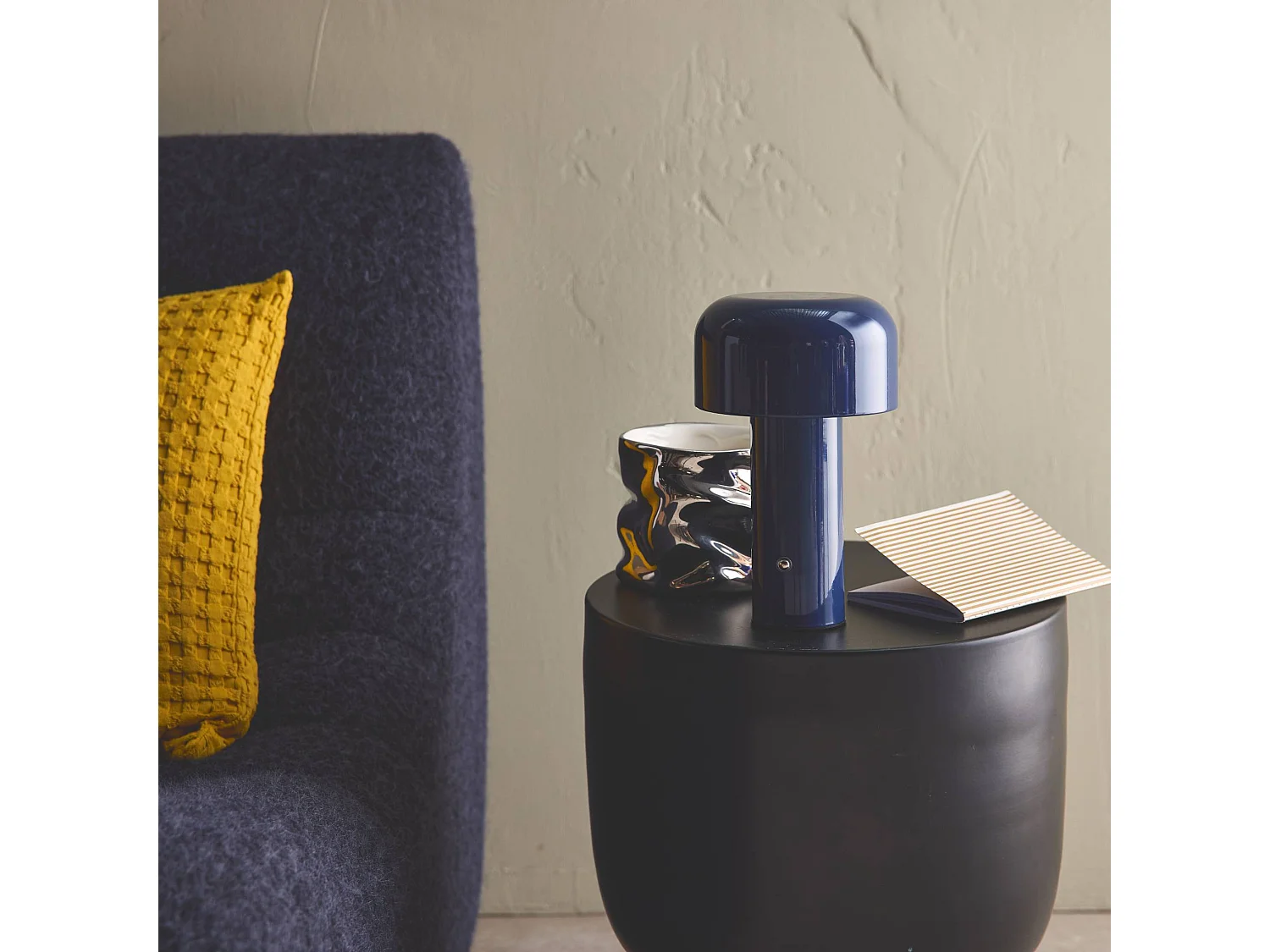 Lampe à poser LED sans fil rechargeable Victor bleu Ø 13cm