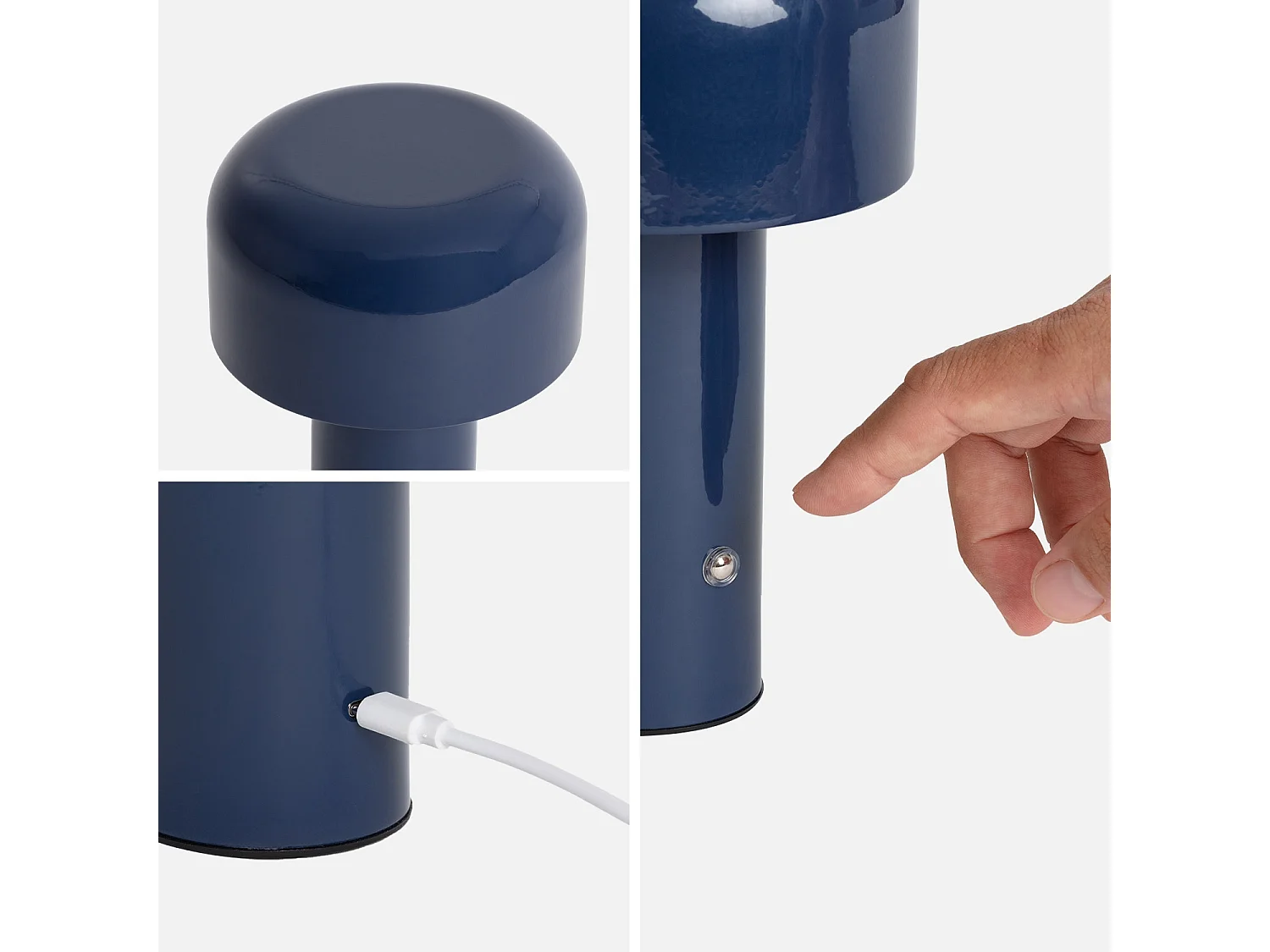 Lampe à poser LED sans fil rechargeable Victor bleu Ø 13cm