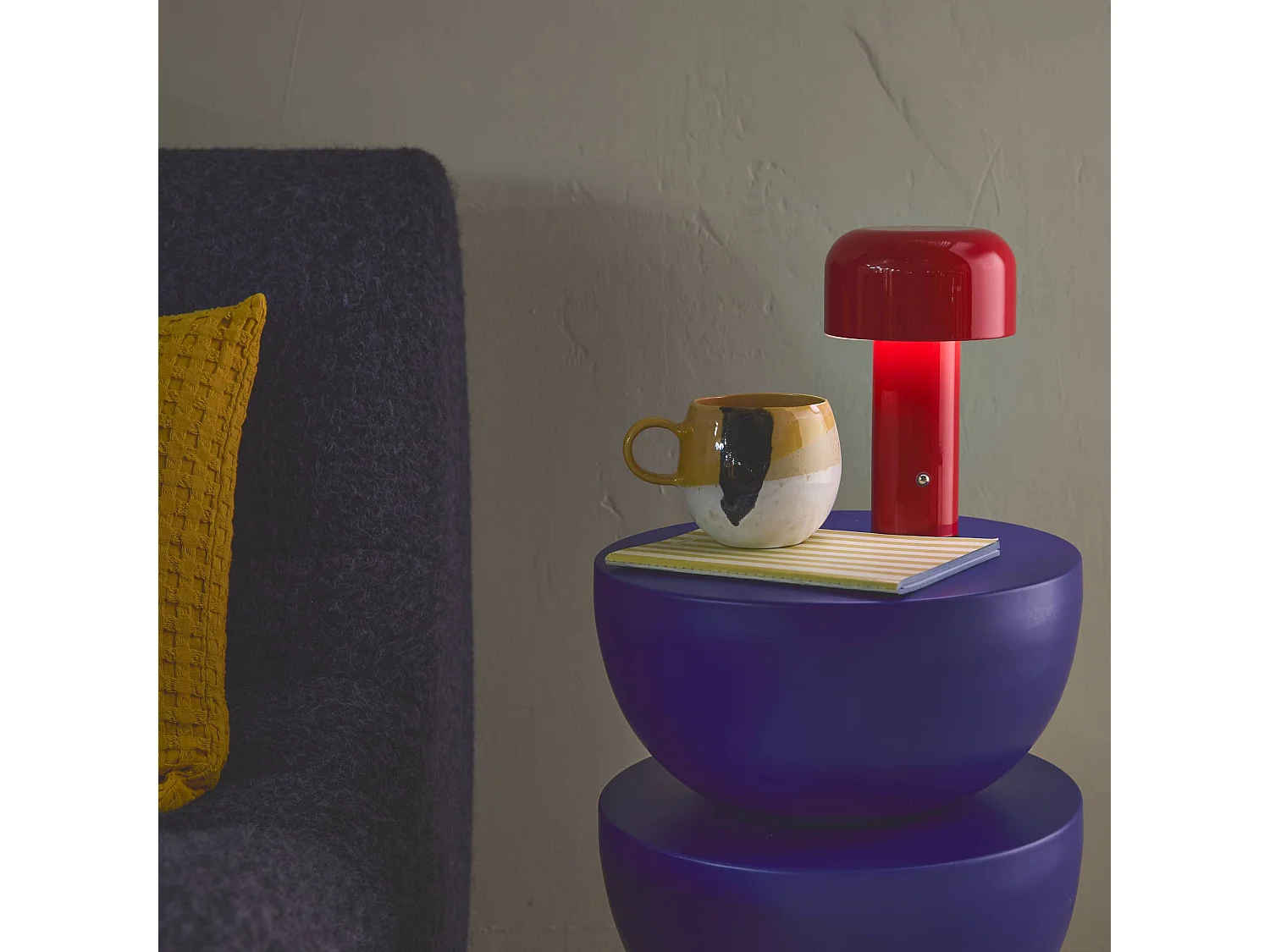 Lampe à poser LED sans fil rechargeable Victor rouge Ø 13cm