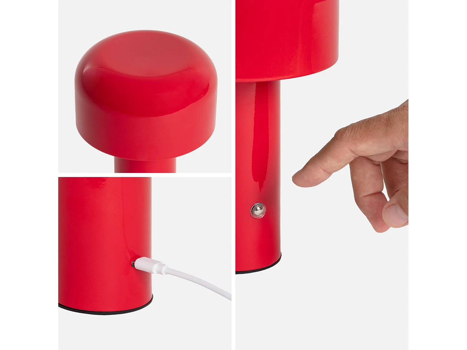 Lampe à poser LED sans fil rechargeable Victor rouge Ø 13cm