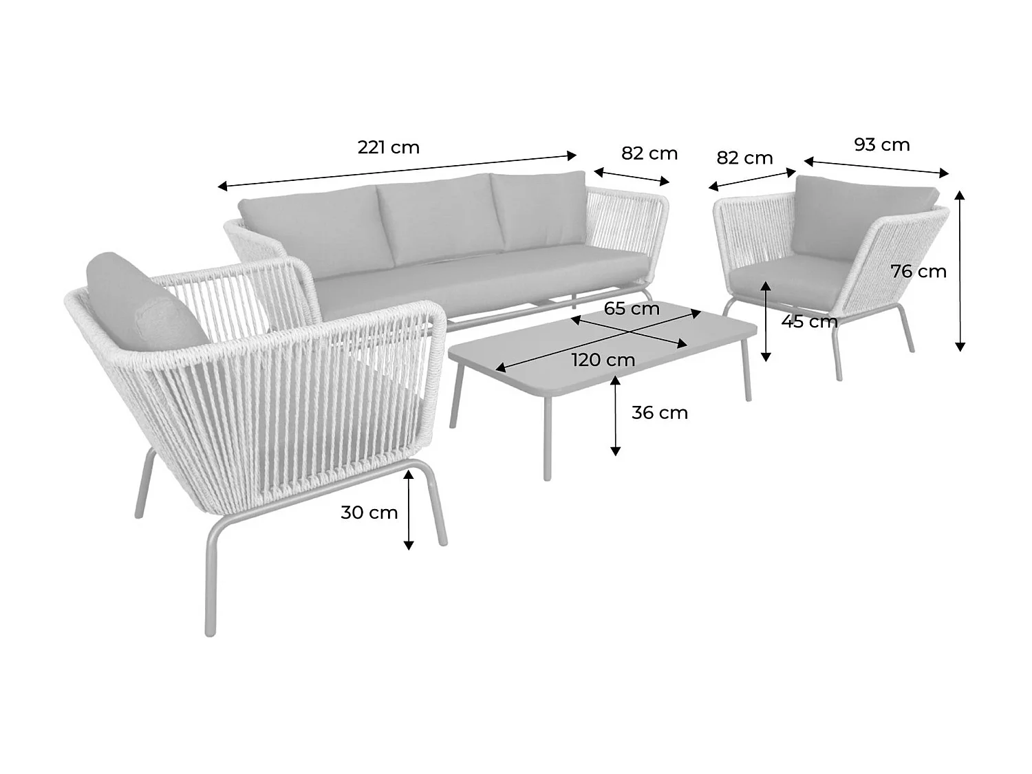 Conjunto de muebles bajos de jardín, resina tejida efecto ratán, 5
