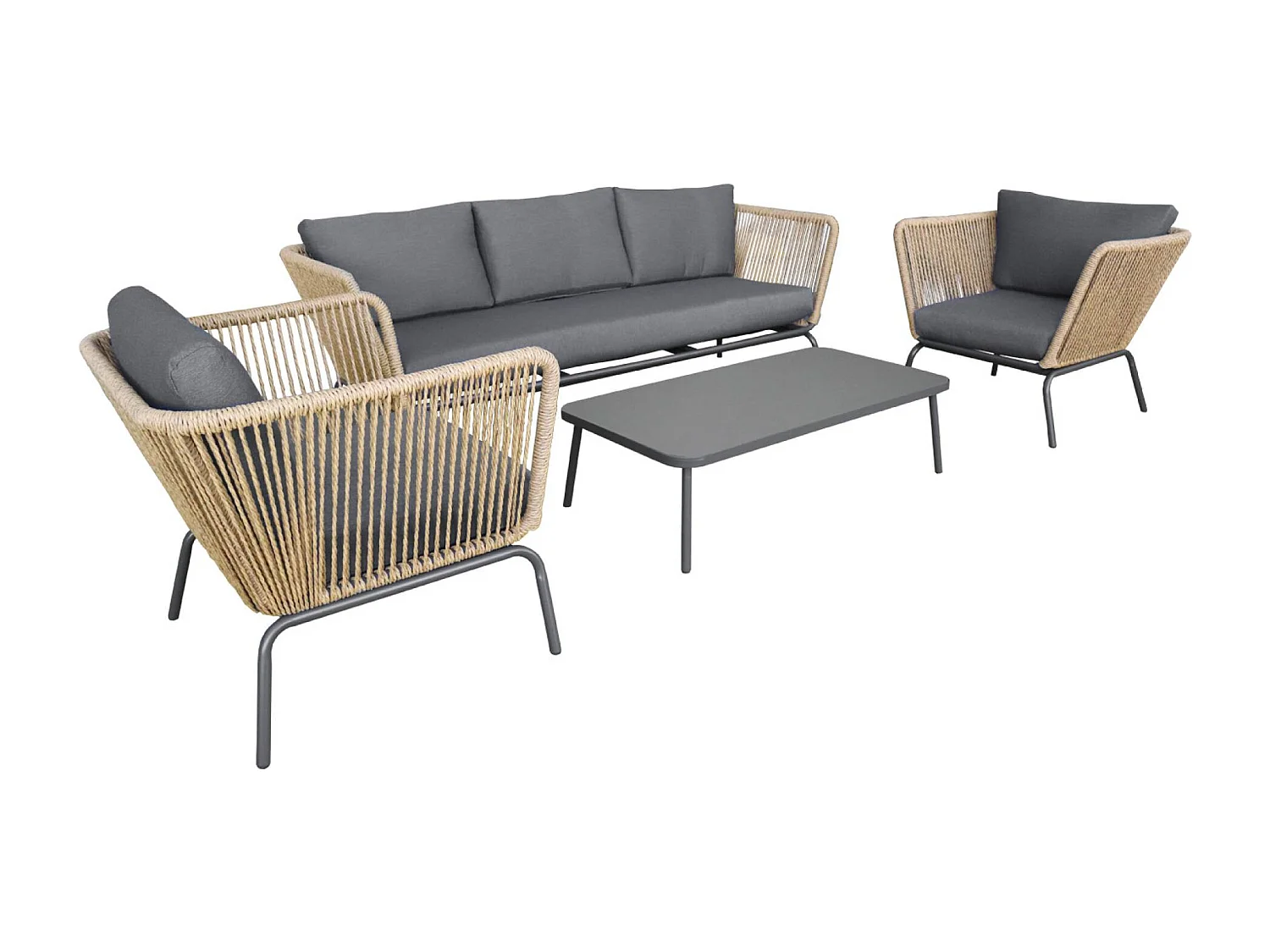 Conjunto de muebles bajos de jardín, resina tejida efecto ratán, 5