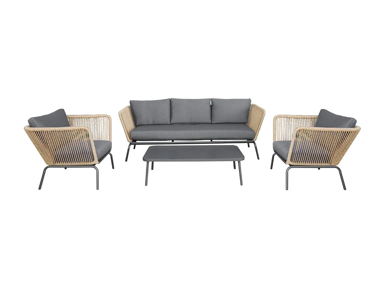 Conjunto de muebles bajos de jardín, resina tejida efecto ratán, 5