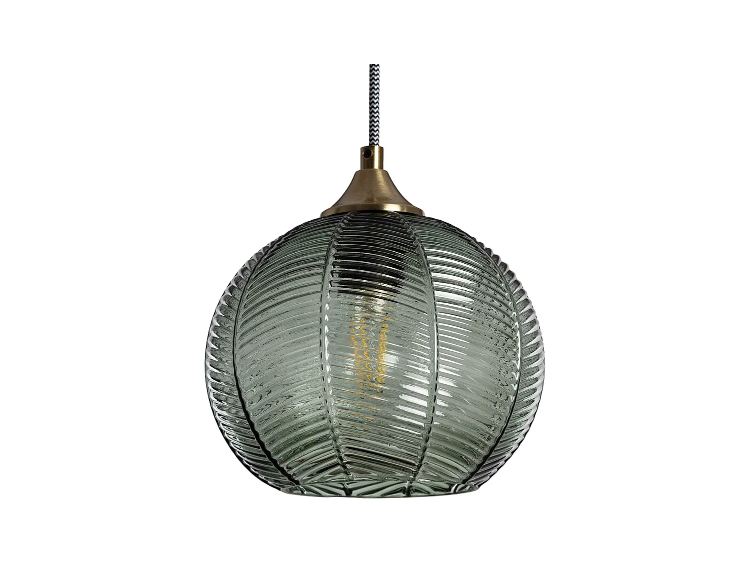 Suspension luminaire métal et verre effet cristal Romane vert Ø 20cm