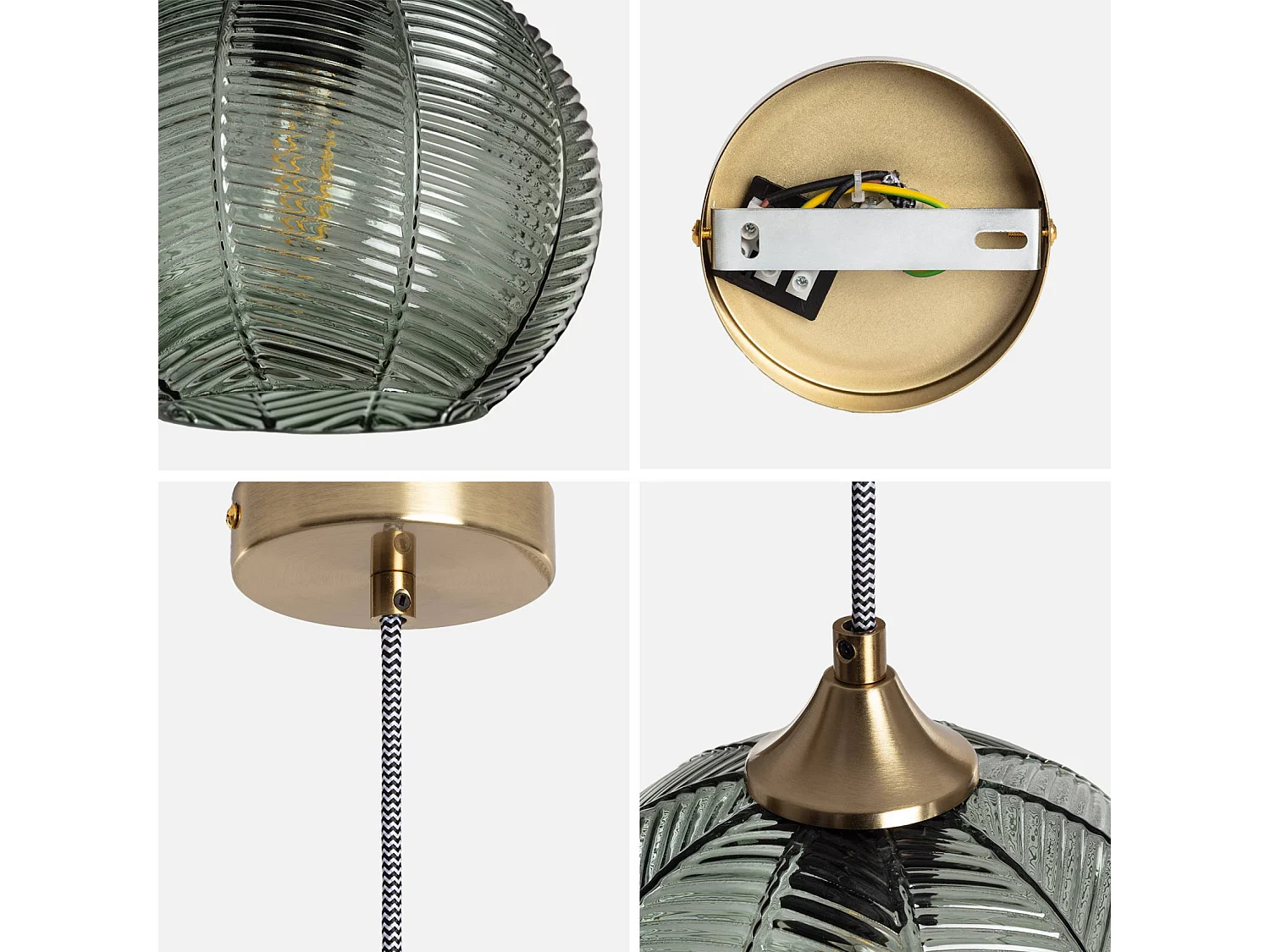 Lampade sospesa in metallo e vetro, 20cm, verde