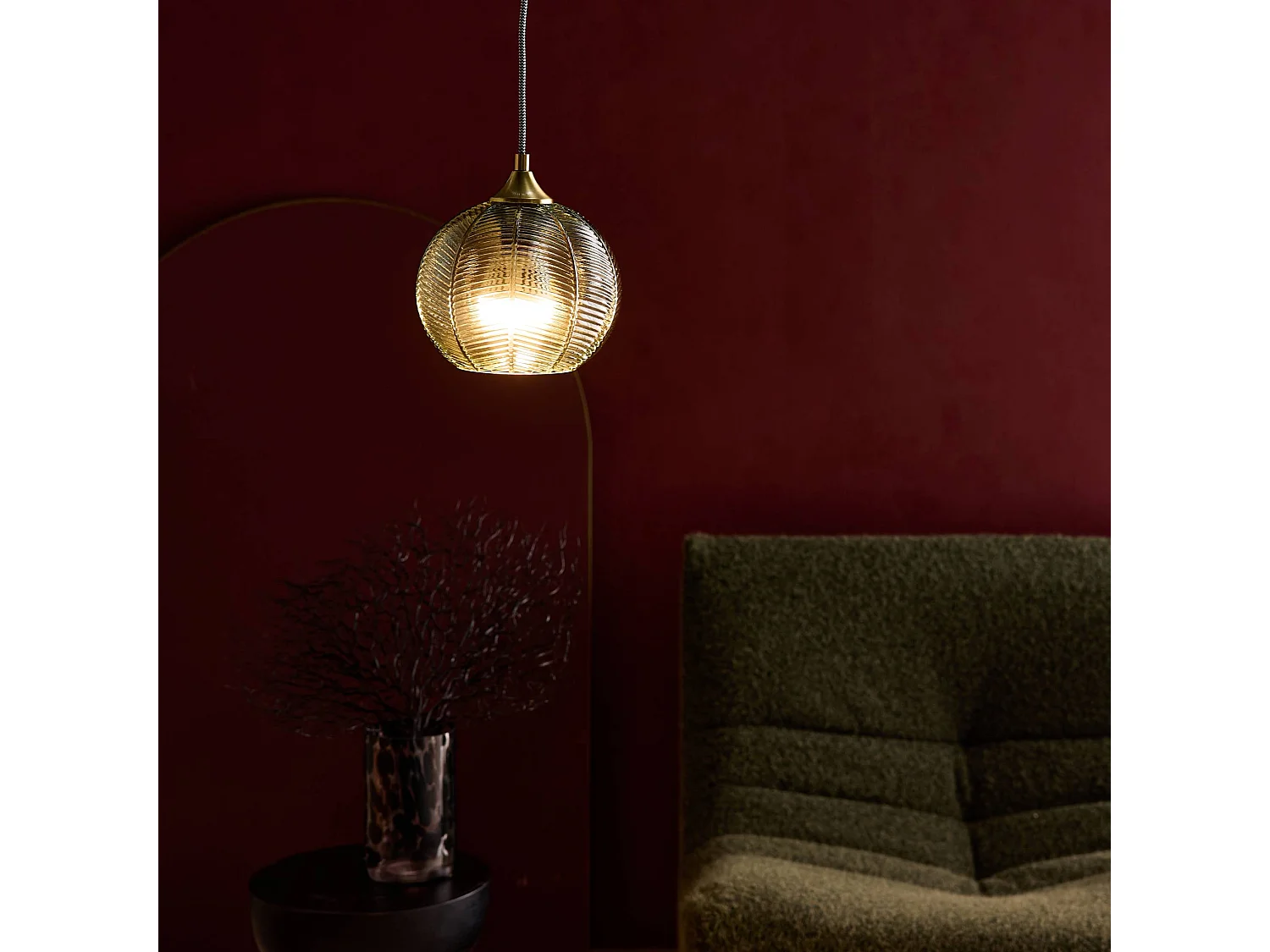 Lampade sospesa in metallo e vetro, 20cm, verde