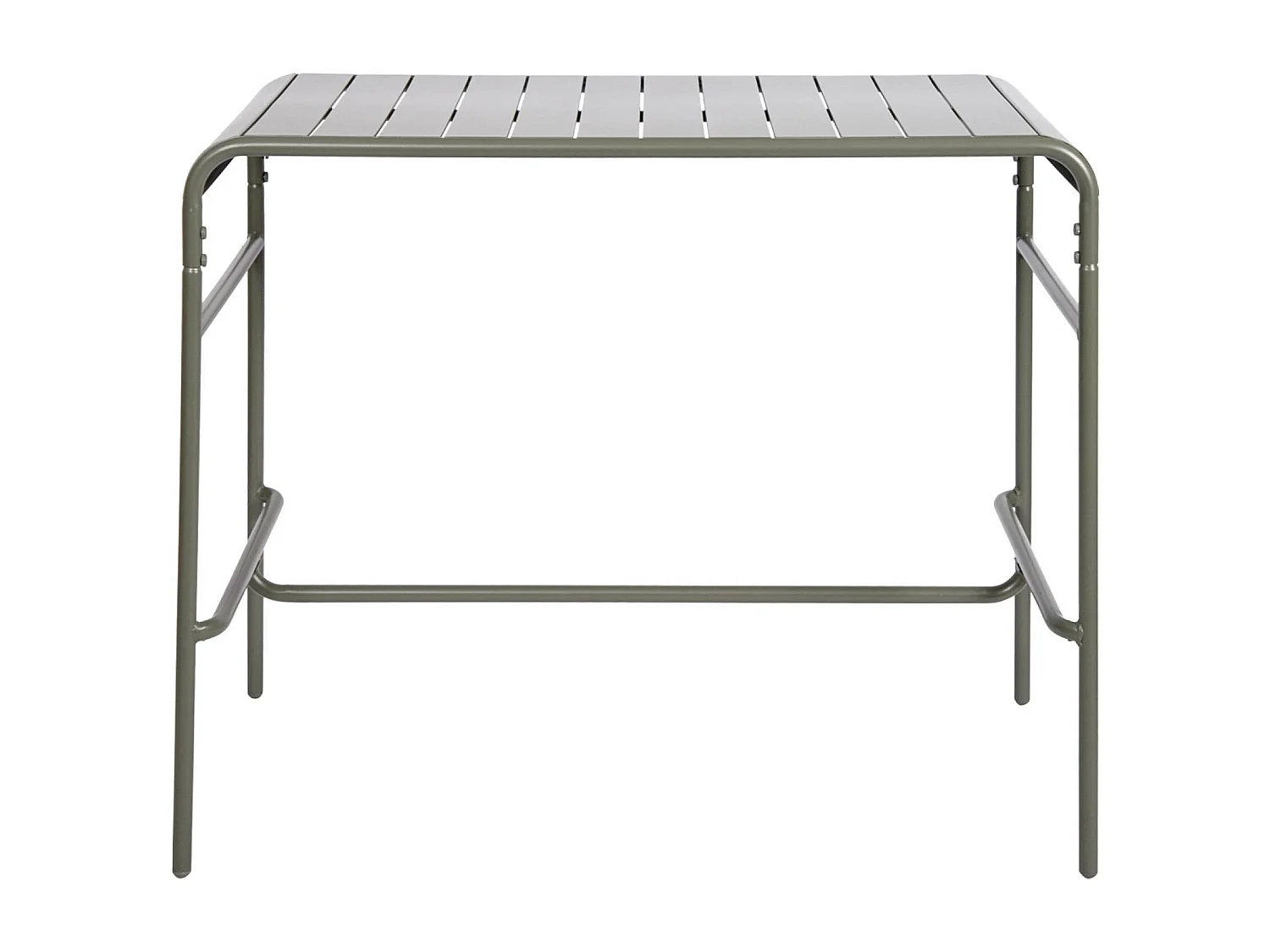 Table haute de jardin acier + 4 assises AMELIA kaki. 4 chaises hautes en acier. 120 x 70cm x 95cm