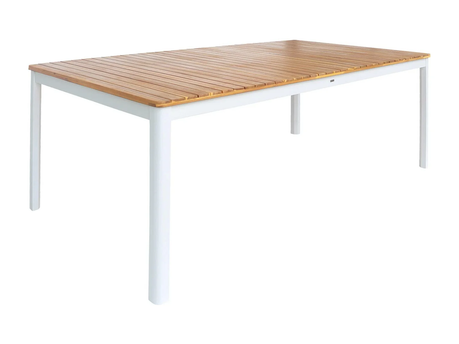 Mesa de jardín de acacia con esquinas redondeadas, 10 sillas blanco