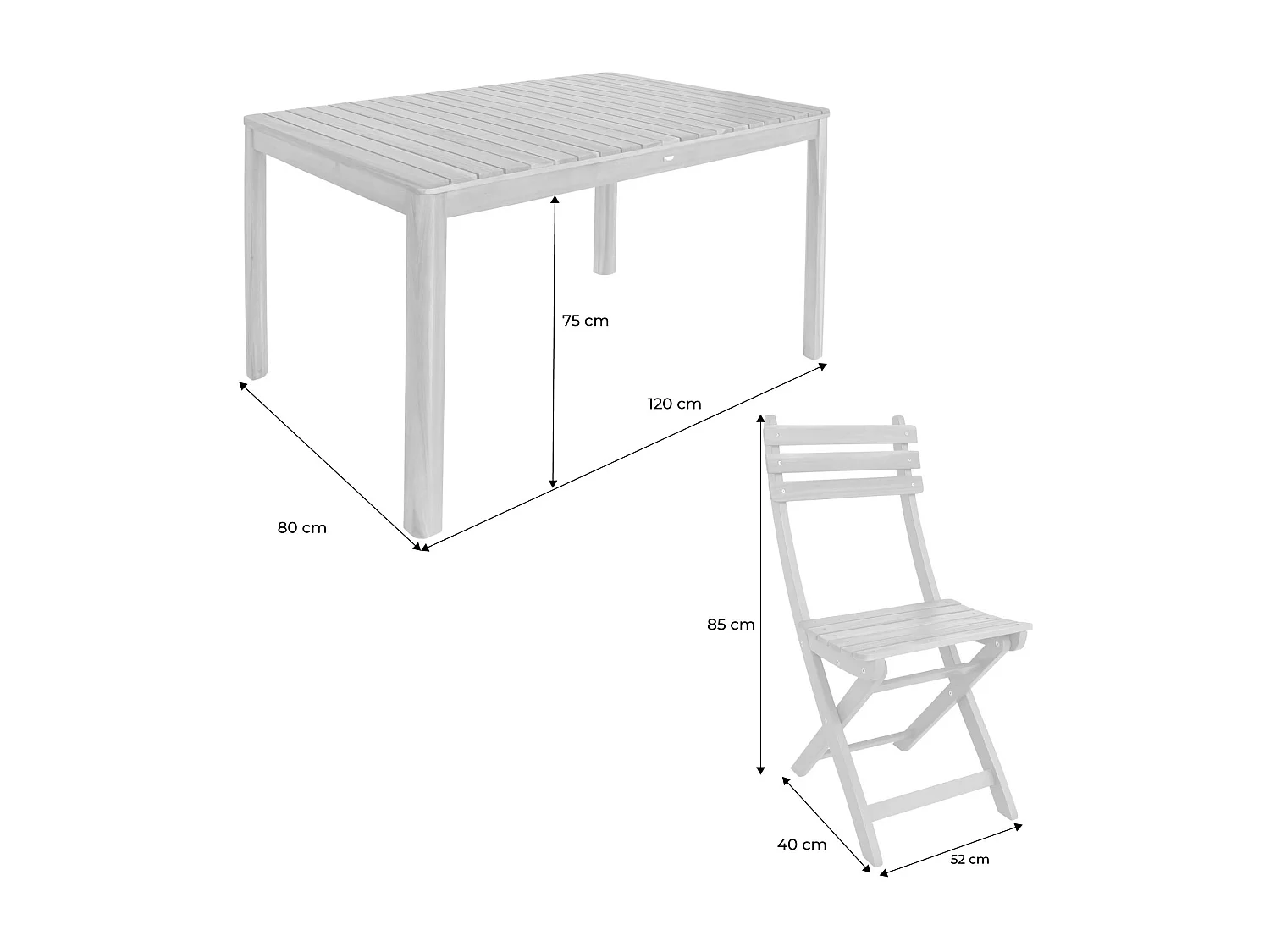 Tavolo da giardino in acacia con angoli arrotondati, 6 sedie, verde