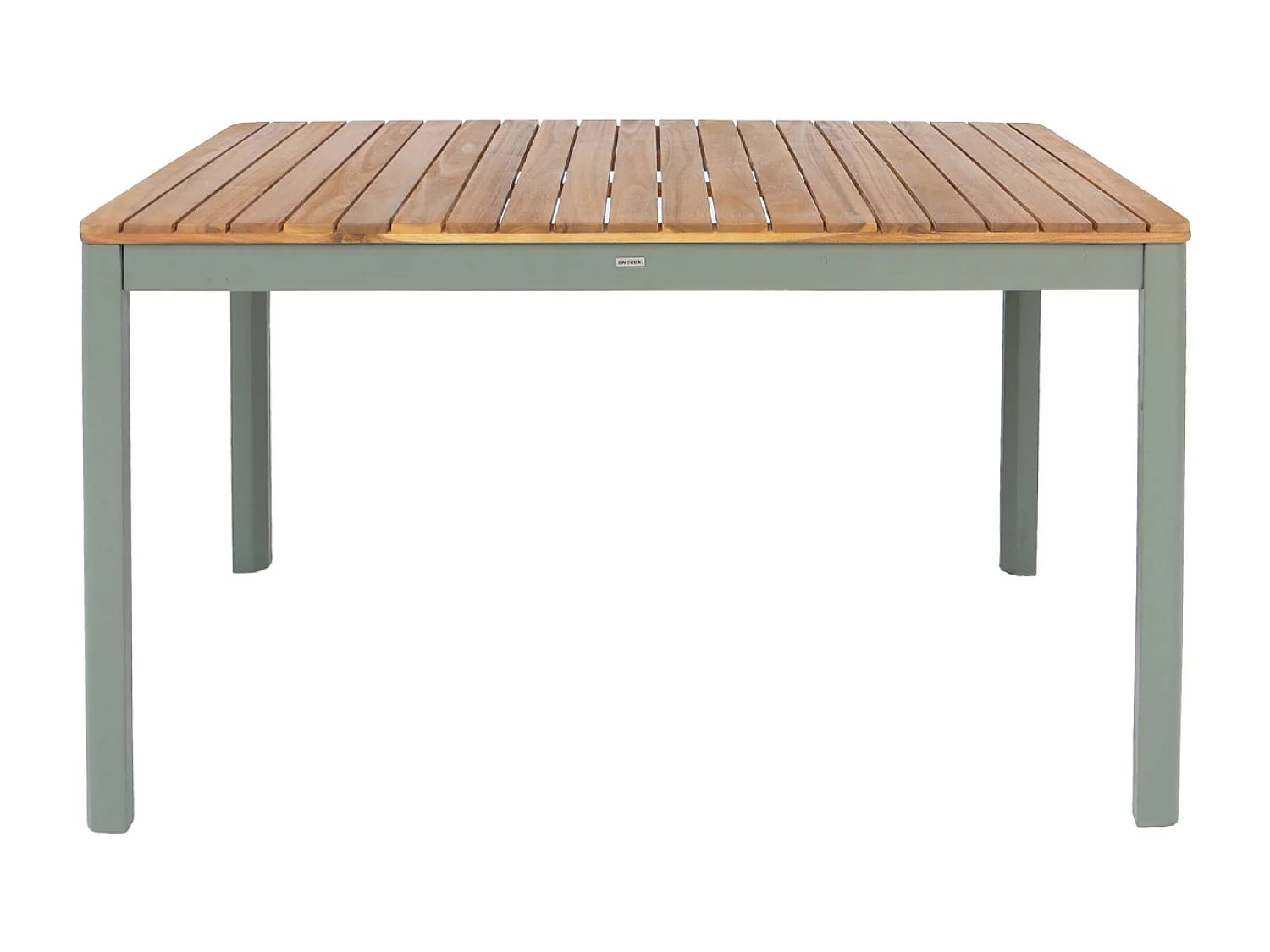 Tavolo da giardino in acacia con angoli arrotondati, 6 sedie, verde