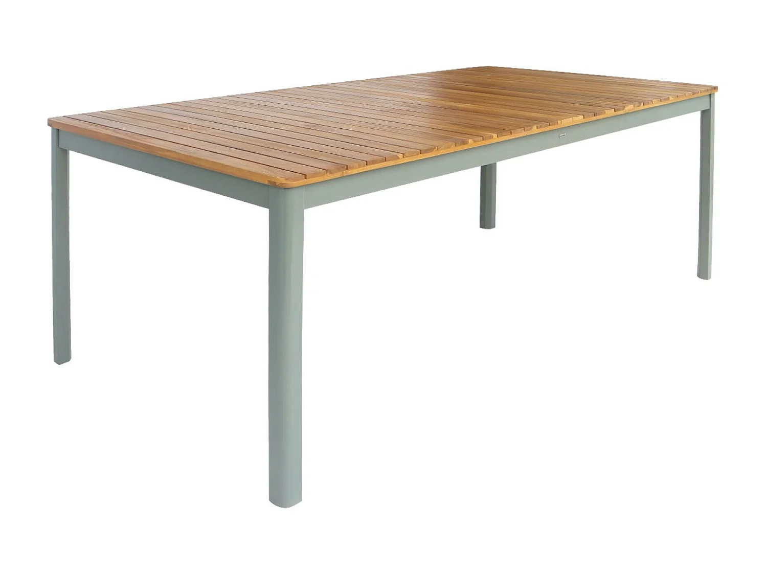 Mesa de jardín de acacia con esquinas redondeadas, 10 sillas verde