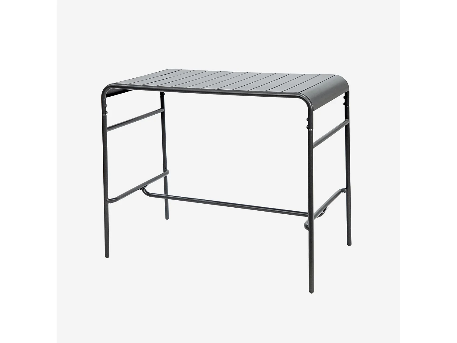 Mesa alta de jardín con 4 sillas altas de acero antracita