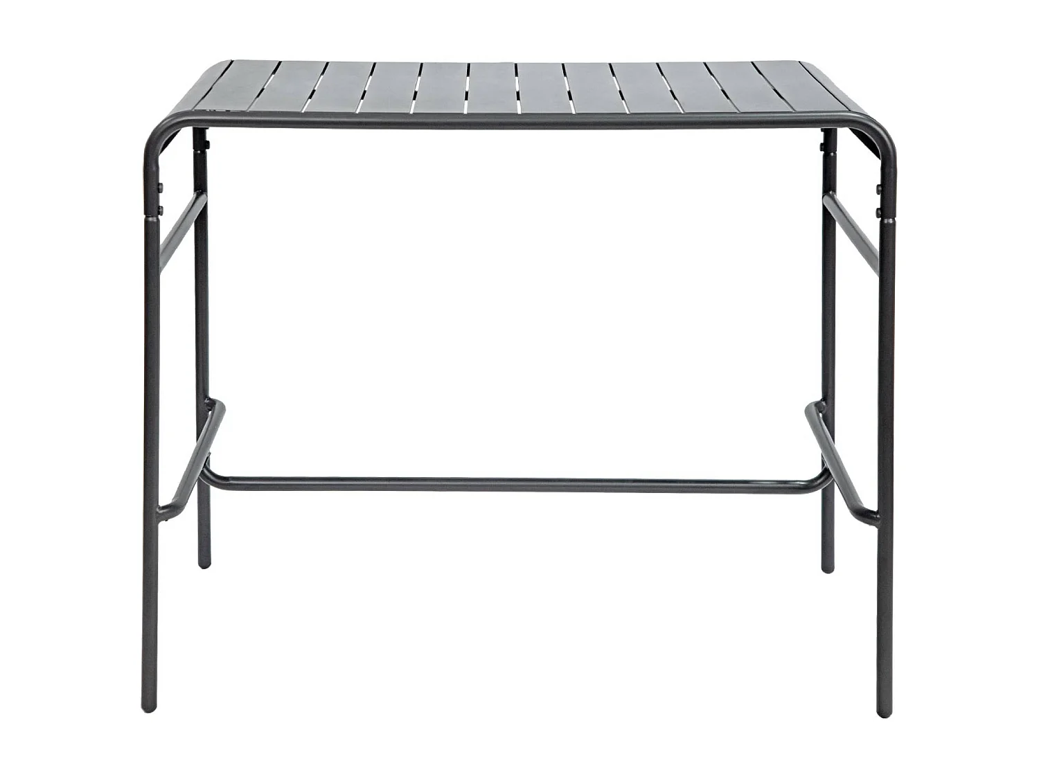 Table haute de jardin acier + 4 assises AMELIA anthracite. 4 chaises hautes en acier. 120 x 70cm x 95cm