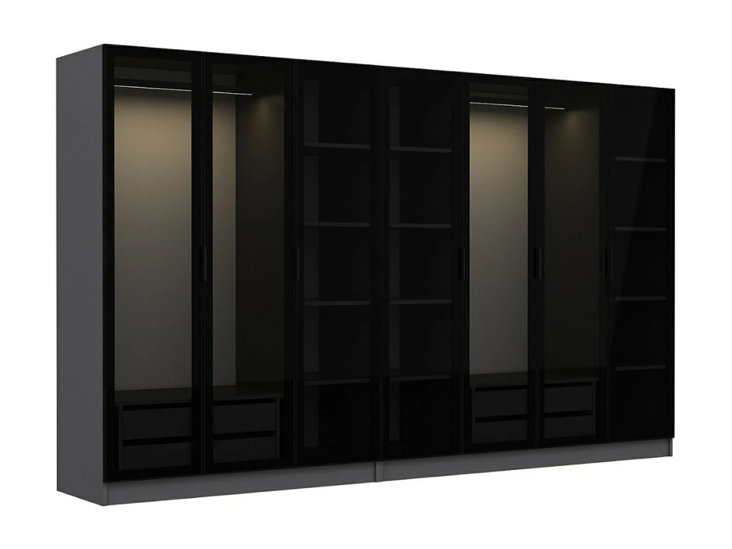 Dressing avec étagères et penderies - 21 espaces de stockage - 315 X 210 X 52 cm MONTMARTRE