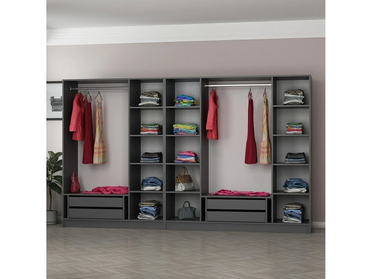 Scarpiera con seduta - 4 scomparti - legno VALES