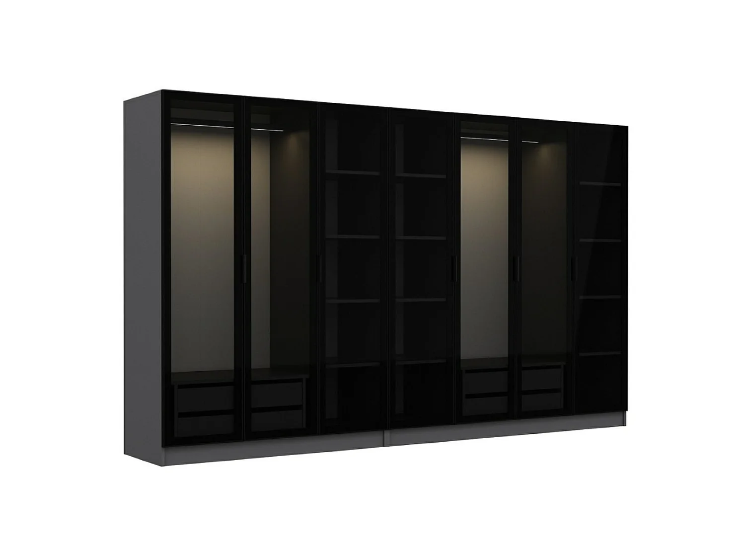 Dressing avec étagères et penderies - 21 espaces de stockage - 315 X 210 X 52 cm MONTMARTRE