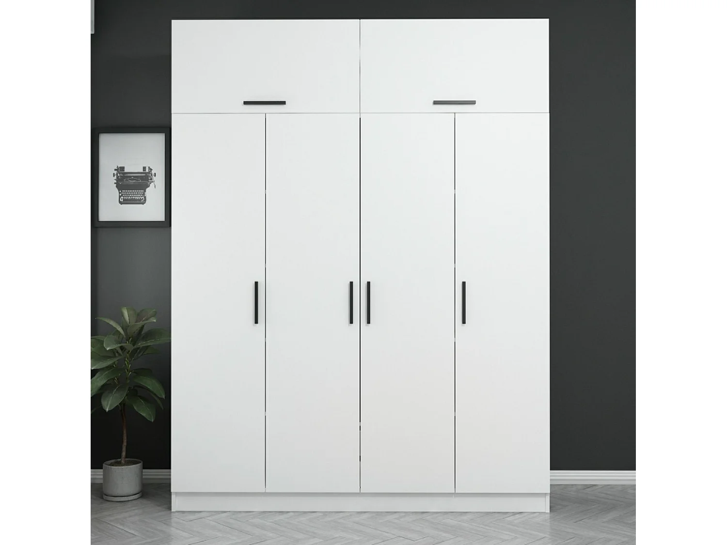 Dressing avec étagères et penderie 15 espaces de stockage blanc FOCH