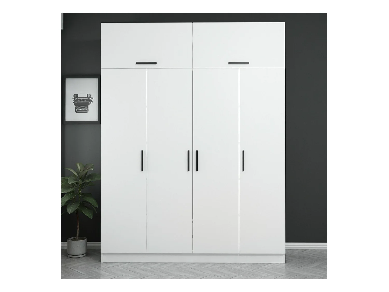 Dressing avec étagères et penderie 15 espaces de stockage blanc FOCH