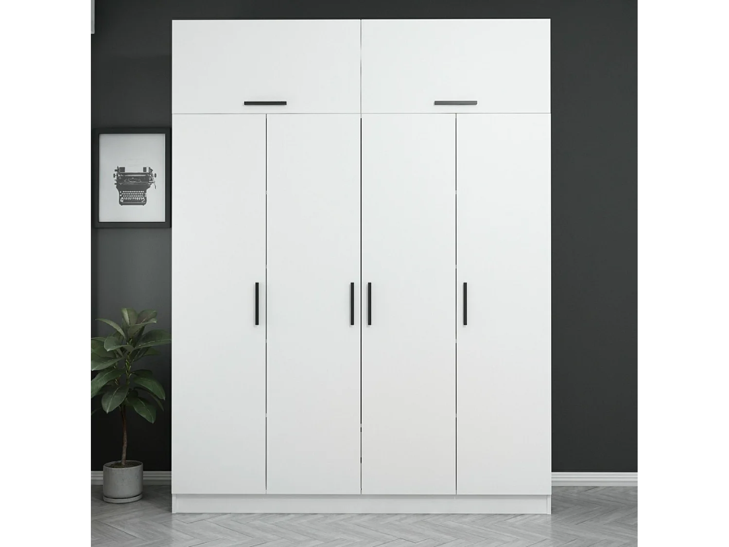 Dressing avec étagères et penderie 15 espaces de stockage blanc FOCH