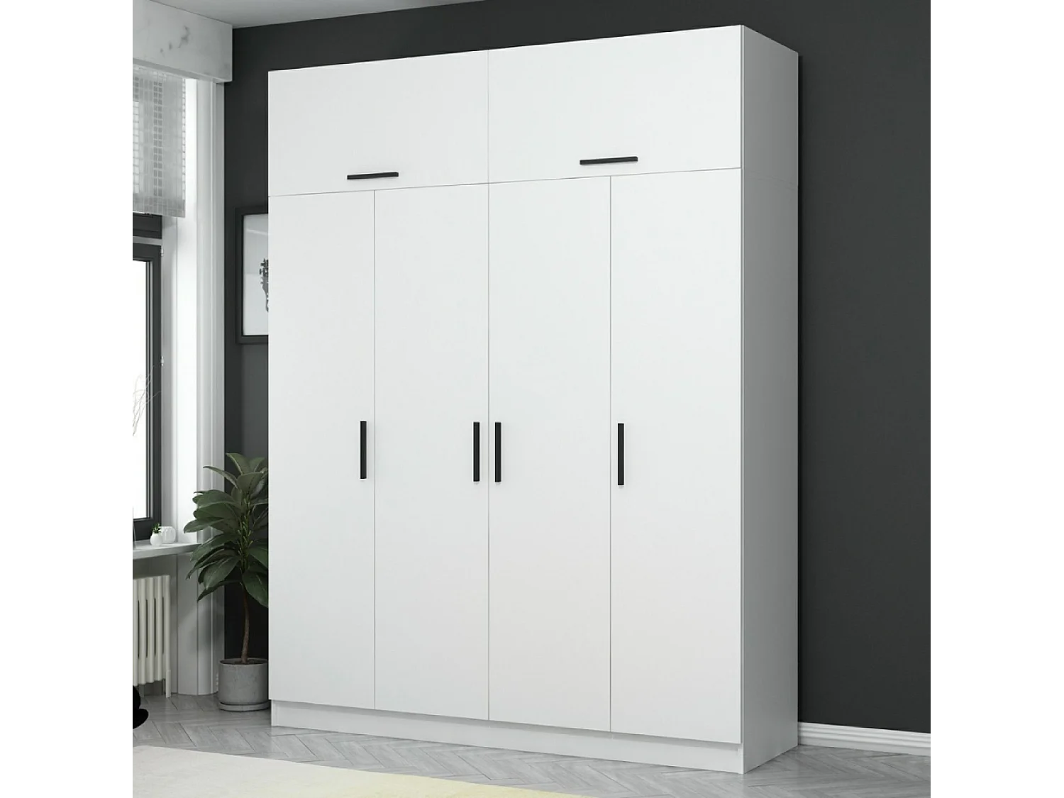 Dressing avec étagères et penderie 15 espaces de stockage blanc FOCH