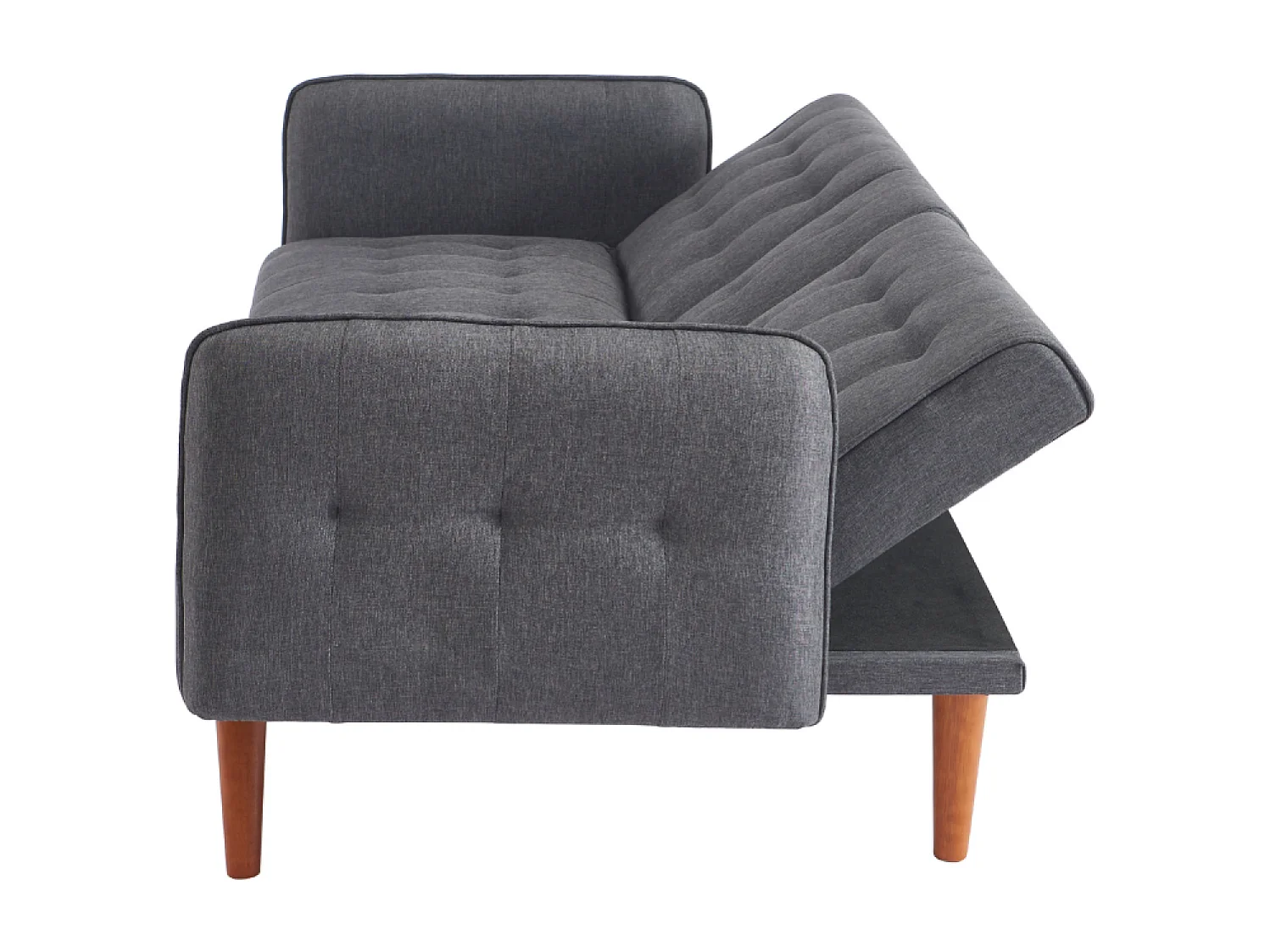 Canapé 3 places convertible avec tablette centrale rabattable gris INVERNESS