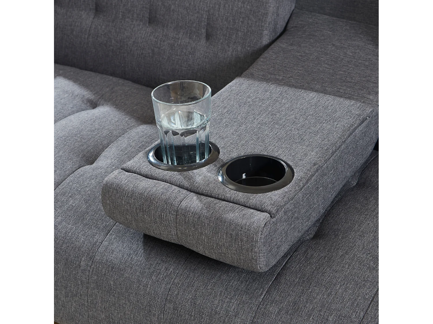 Canapé 3 places convertible avec tablette centrale rabattable gris INVERNESS