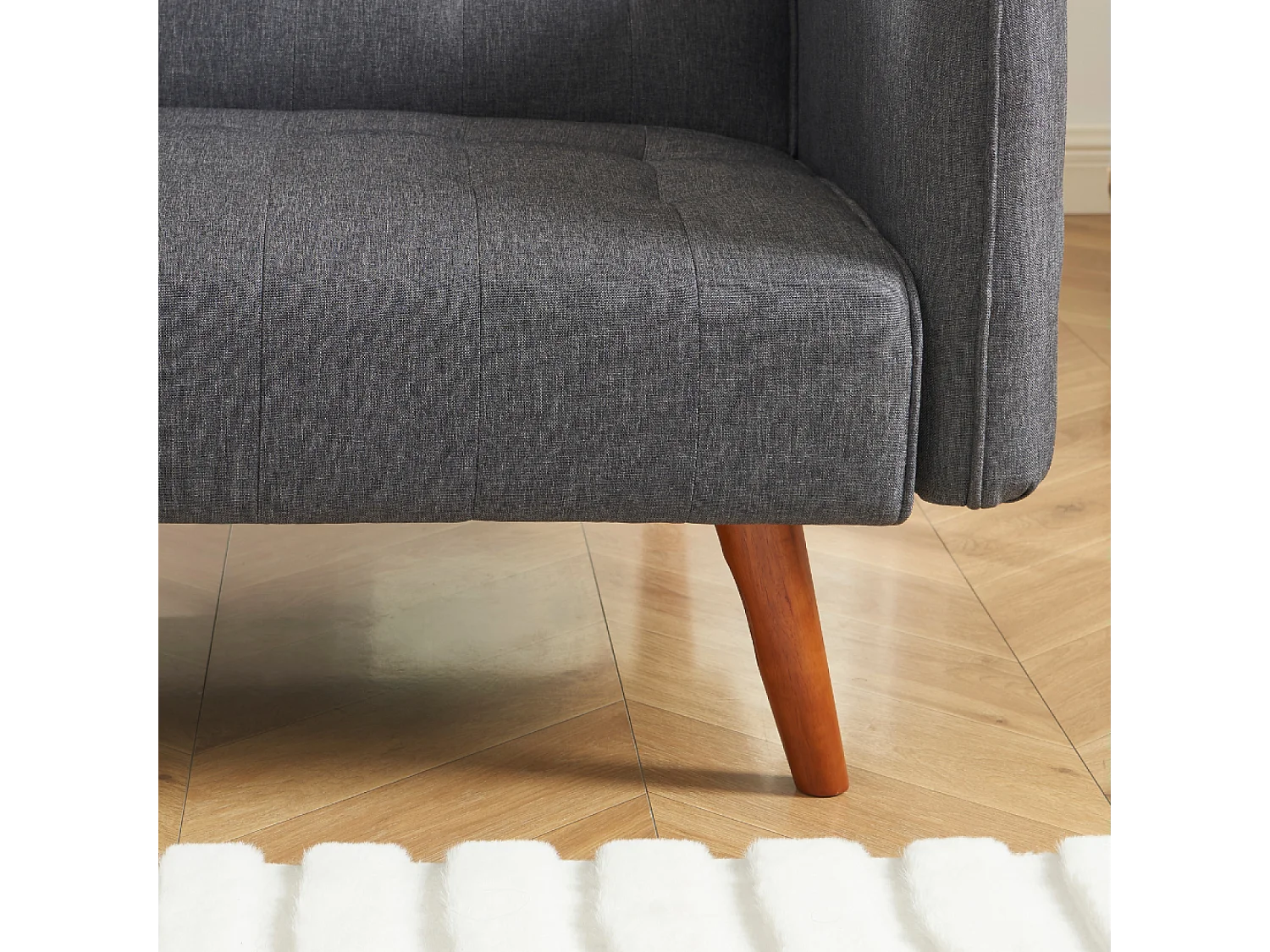 Canapé 3 places convertible avec tablette centrale rabattable gris INVERNESS