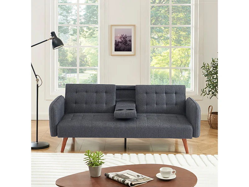 3-zits slaapbank grijs met inklapbaar middentafel INVERNESS