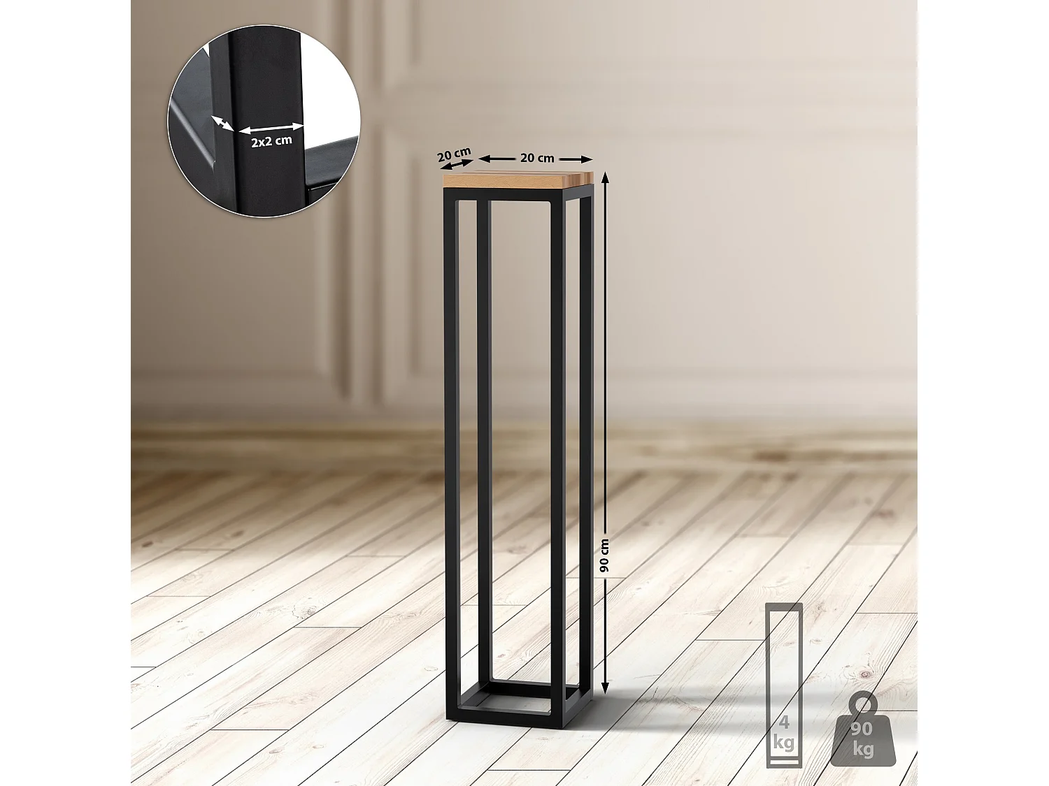 Table d'appoint - carré - Bois - 20 x 20 cm - Chêne - Manteo