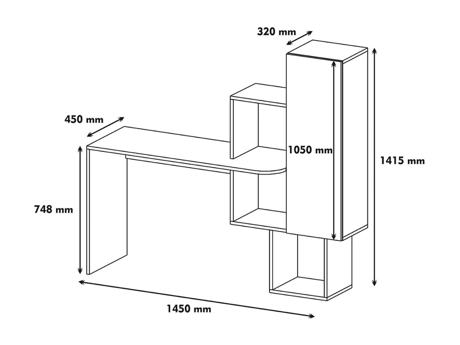 Librería industrial con cajones - madera y negro TALI