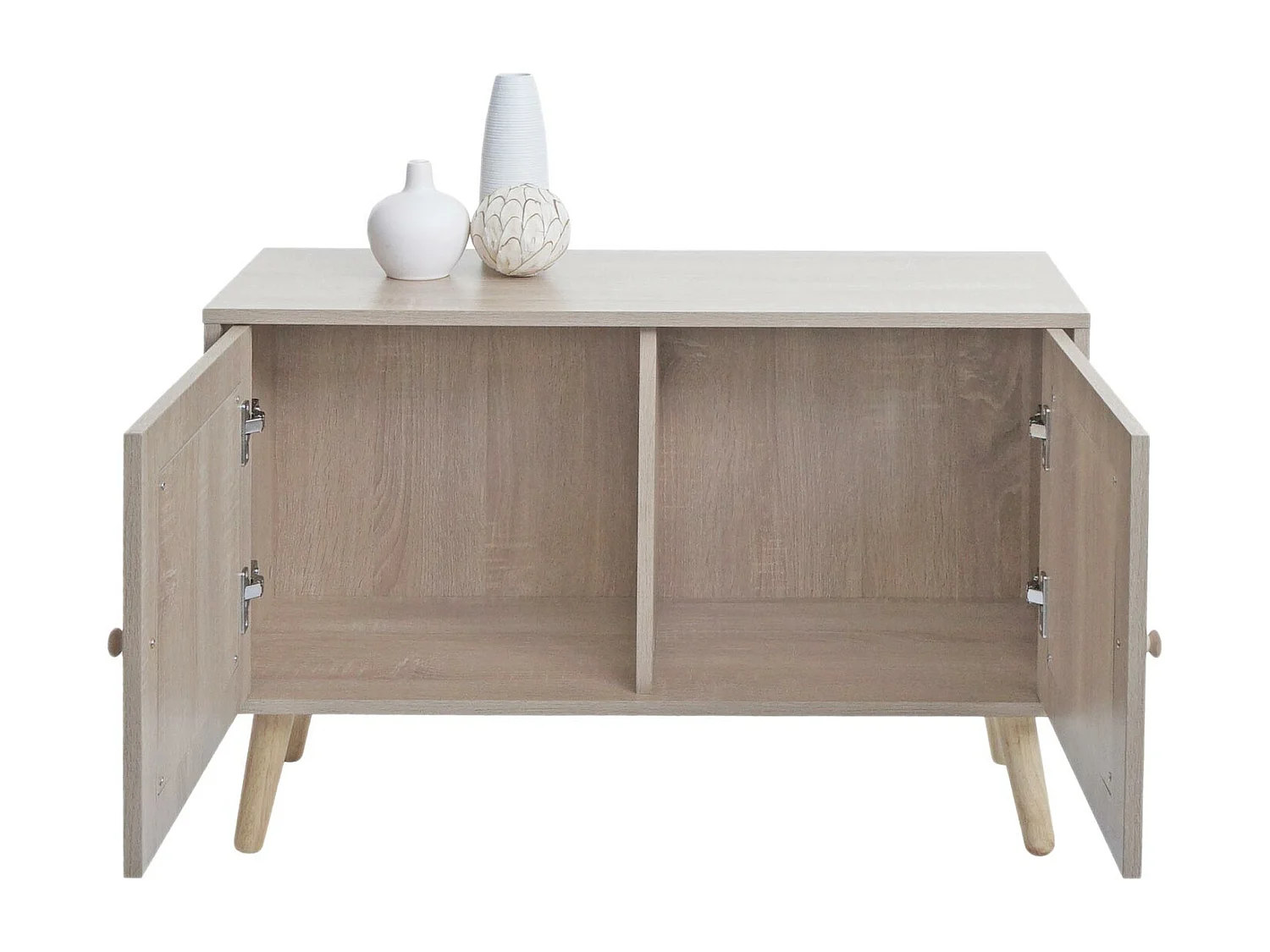 Comodino MCW-M40, credenza mobile alto, vani portaoggetti, melamina legno Kubu rattan, colore rovere