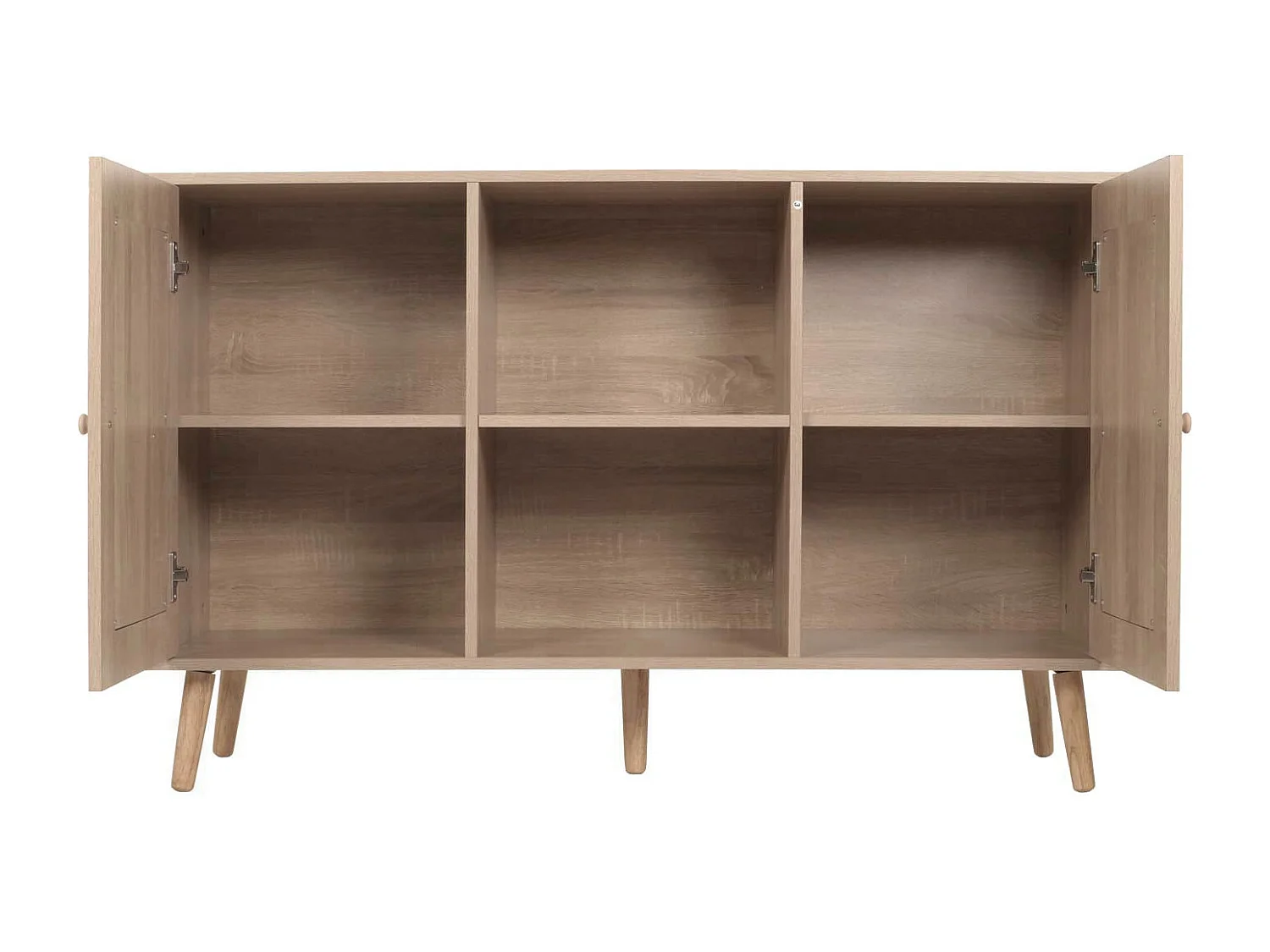Credenza MCW-M42, mobile cassettiera alta, vani portaoggetti, melaminico Kubu rattan, aspetto rovere