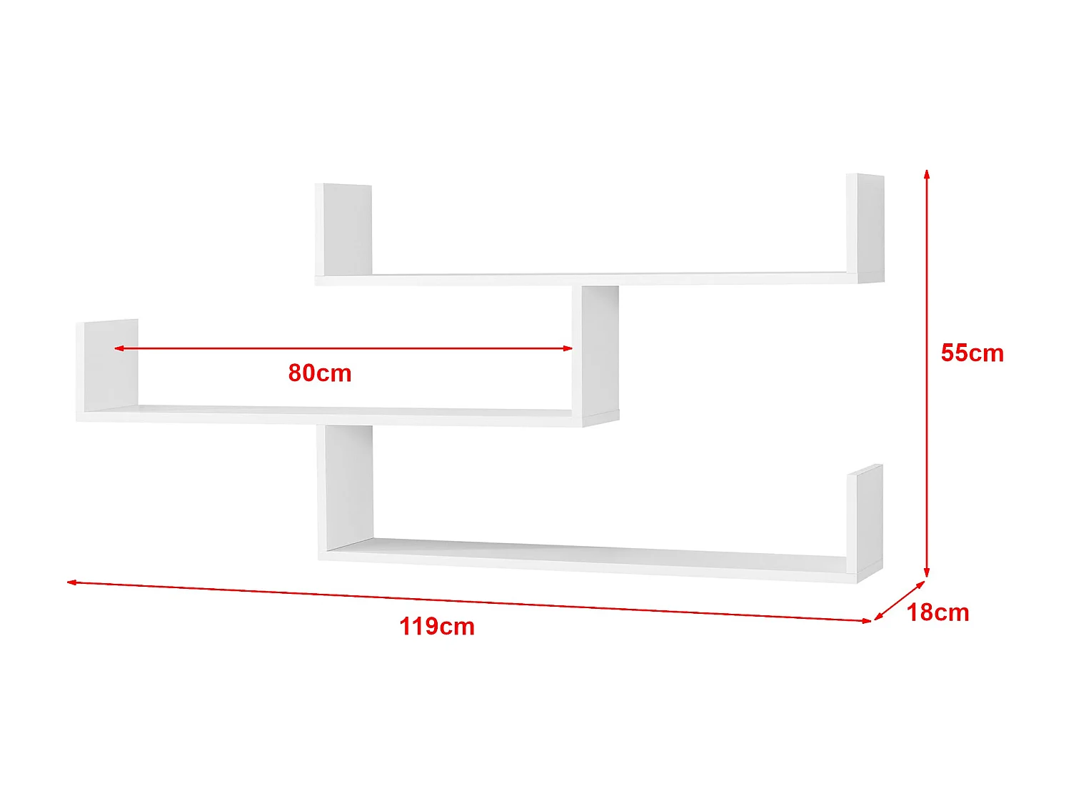 Estantería de pared con 3 superficies de almacenamiento 119 cm blanco 03_0005202