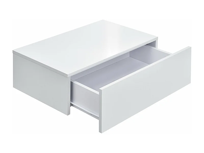 Conjunto de 2 mesas de cabeceira prateleiras de parede para quarto com 2 gavetas 46 cm lacado branco 03_0000010